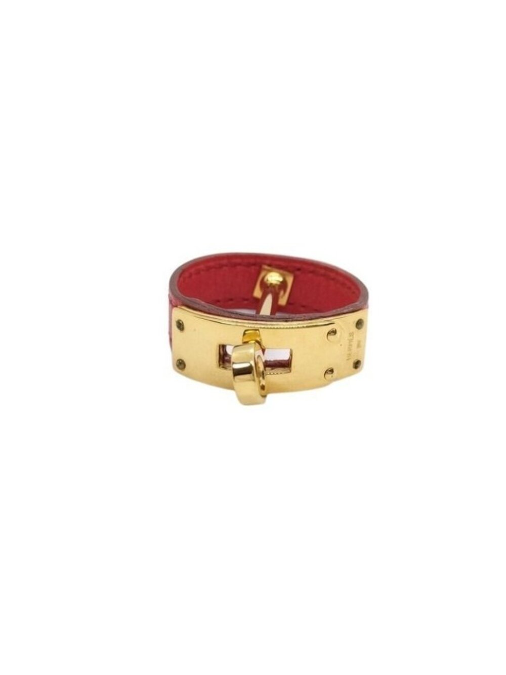 Hermes Scarf Ring Kelly Gold Red Leather - Picture 1 of 10